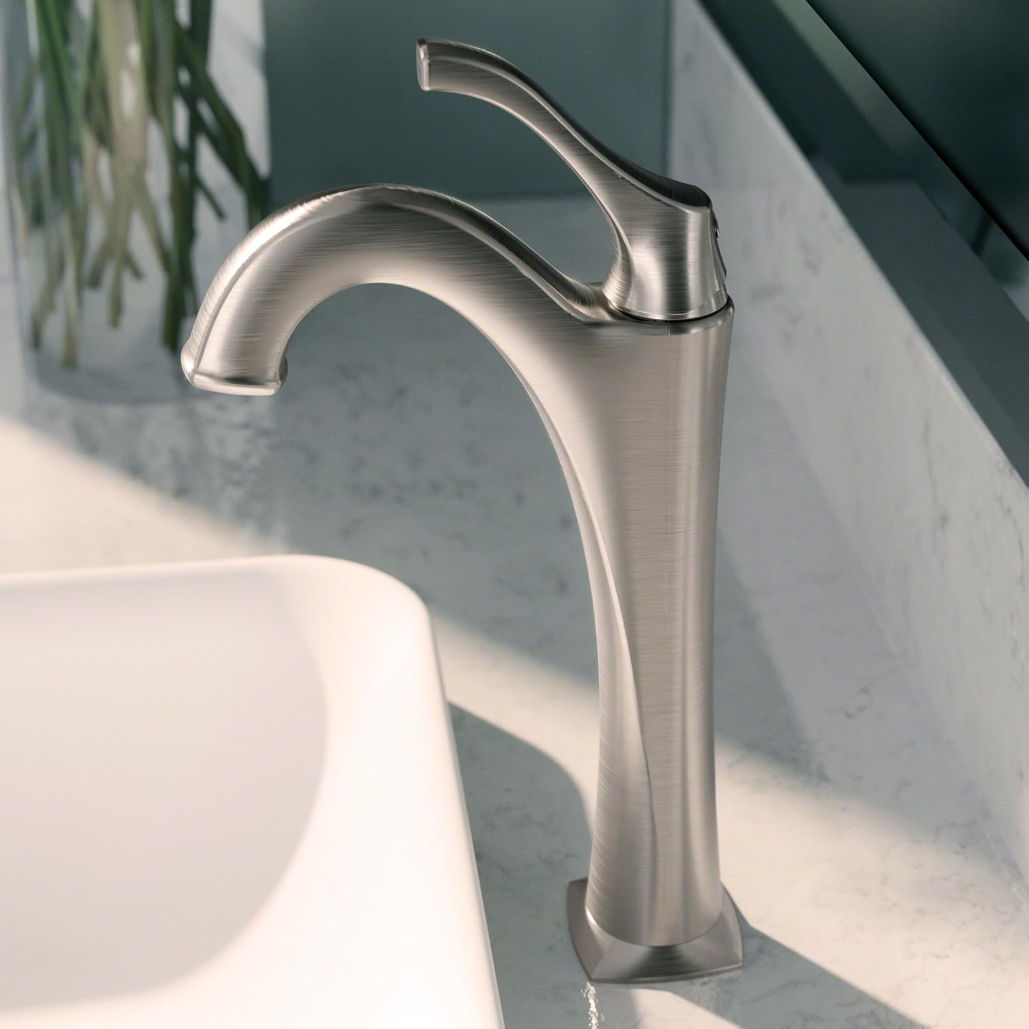 KRAUS KVF-1200SFS Arlo Single Handle Vessel Bathroom Faucet with Pop Up Drain, Spot-Free All-Brite Brushed Nickel (2 Pack)