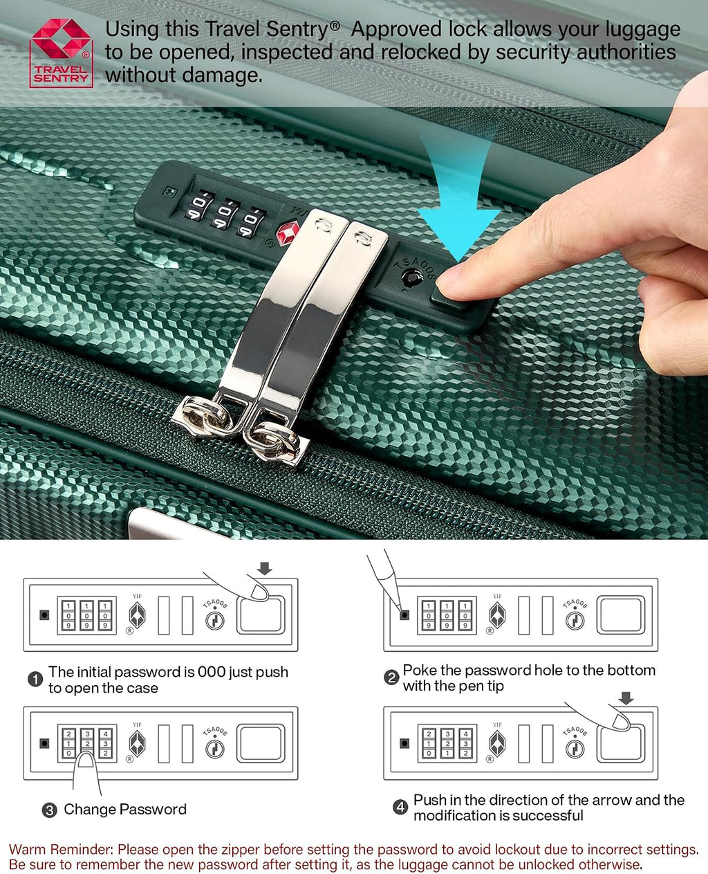 Hanke 24 Inch Expandable Luggage Top Opening Checked Bag Luggage Hard Shell Suitcases with Wheels Lightweight Travel Luggage Medium Suitcase with Lock for Woman Men-Blackish Green