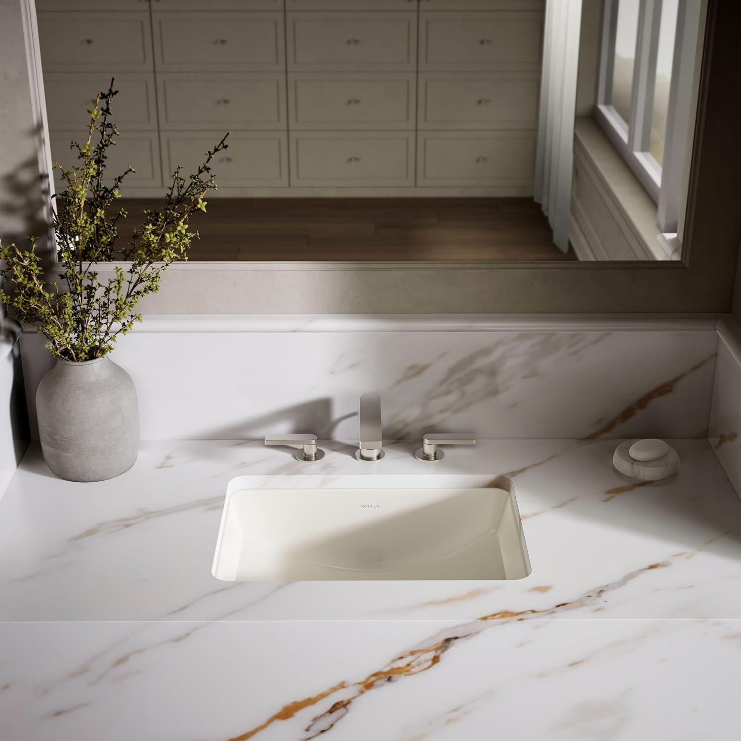 KOHLER K-2214-96 Ladena Undercounter Bathroom Sink, Biscuit, 0' To 4'