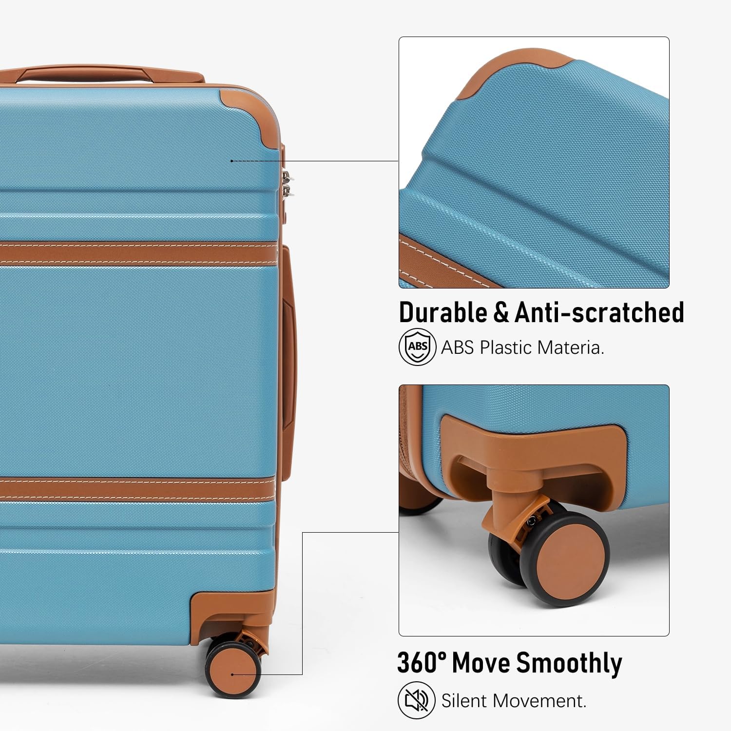 LONG VACATION Luggage Set 6 Piece Suitcase with Spinner Wheels, ABS+PC Hardshell Luggage with TSA Lock & YKK Zipper