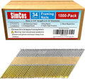 34-30 Degree Framing Nails 304 Stainless Steel D Head 3-1/4' Ring Shank Paper Tape Strip Nails 1000 PCS for 30 to 34 degree Framing Nailer