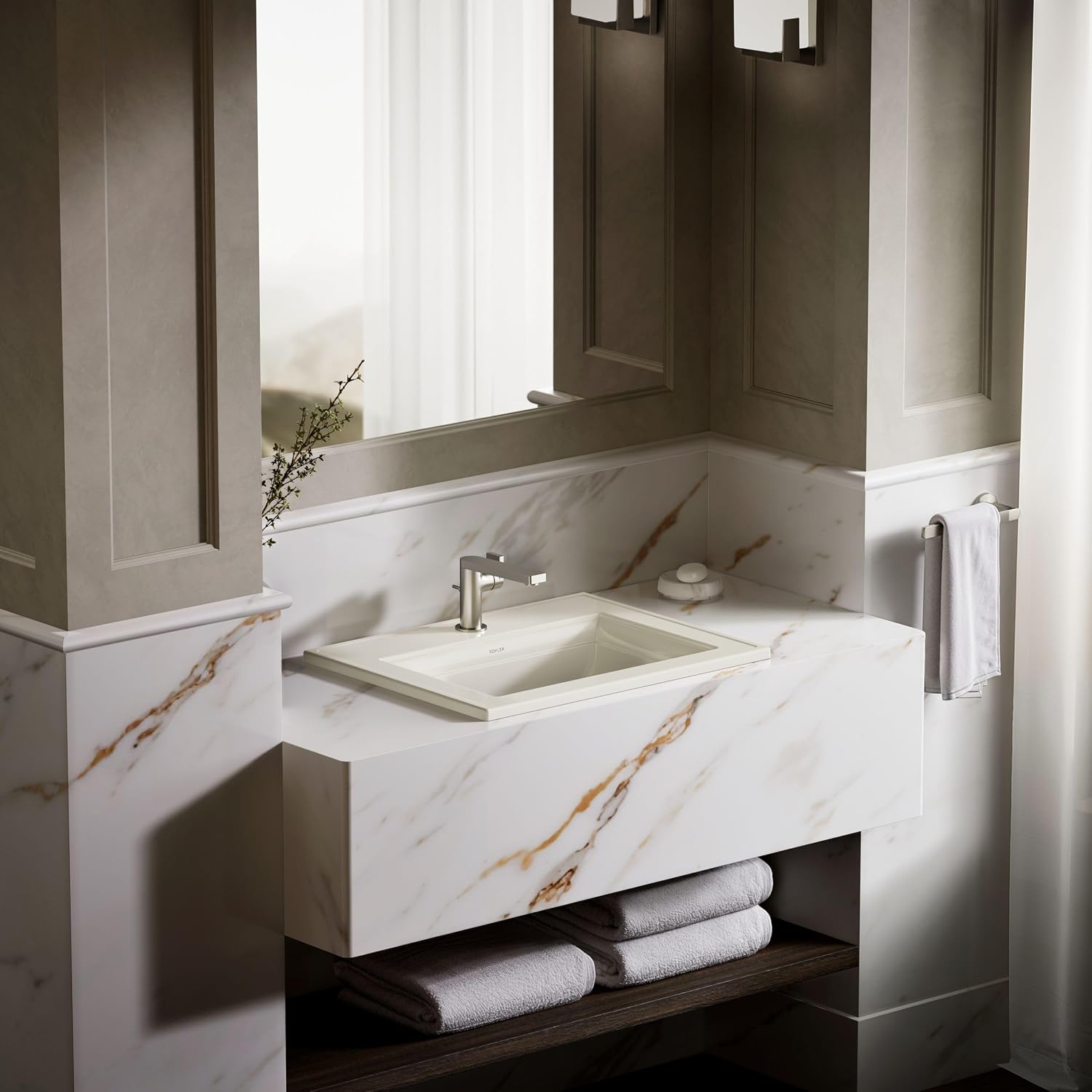 Kohler 2337-1-95 Memoirs® Stately 22-3/4' rectangular drop-in bathroom sink, Ice Grey