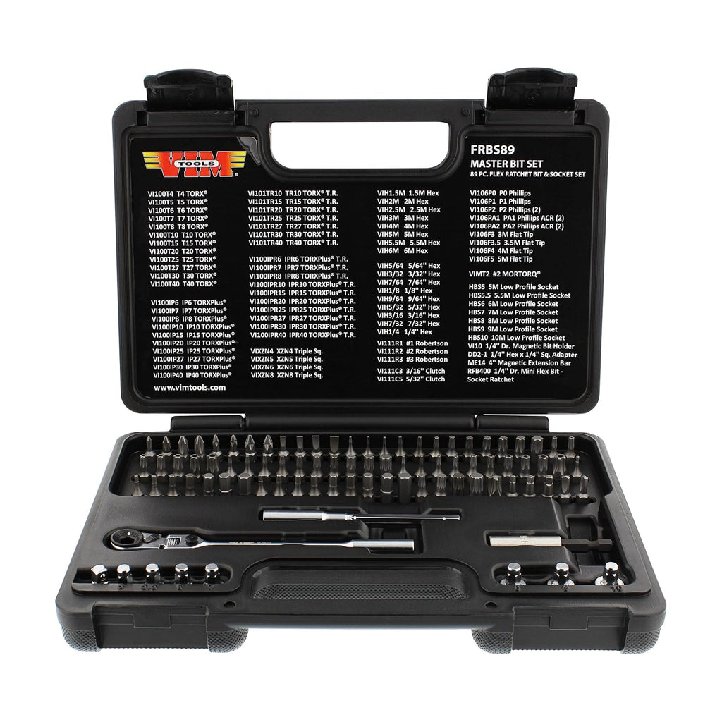 89 PC Flex Ratchet BIT Socket Set 14 HEX DR