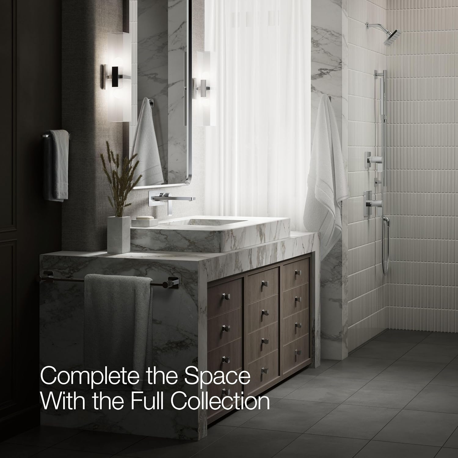Kohler 22567-4-CP Parallel® Wall-Mount Single-Handle Bathroom Sink Faucet, 1.2 gpm, Polished Chrome