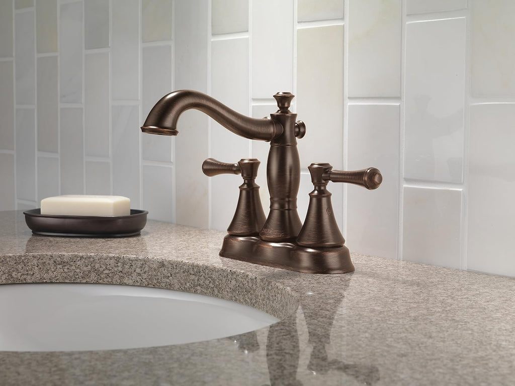 Delta Faucet Cassidy Bronze Bathroom Faucet, Centerset Bathroom Faucet, Bathroom Sink Faucet, Metal Drain Assembly, Venetian Bronze 2597LF-RBMPU