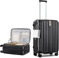 Hanke 24 Inch Expandable Luggage Top Opening Checked Bag Luggage Hard Shell Suitcases with Wheels Lightweight Travel Luggage Medium Suitcase with Lock for Woman Men-Jet Black