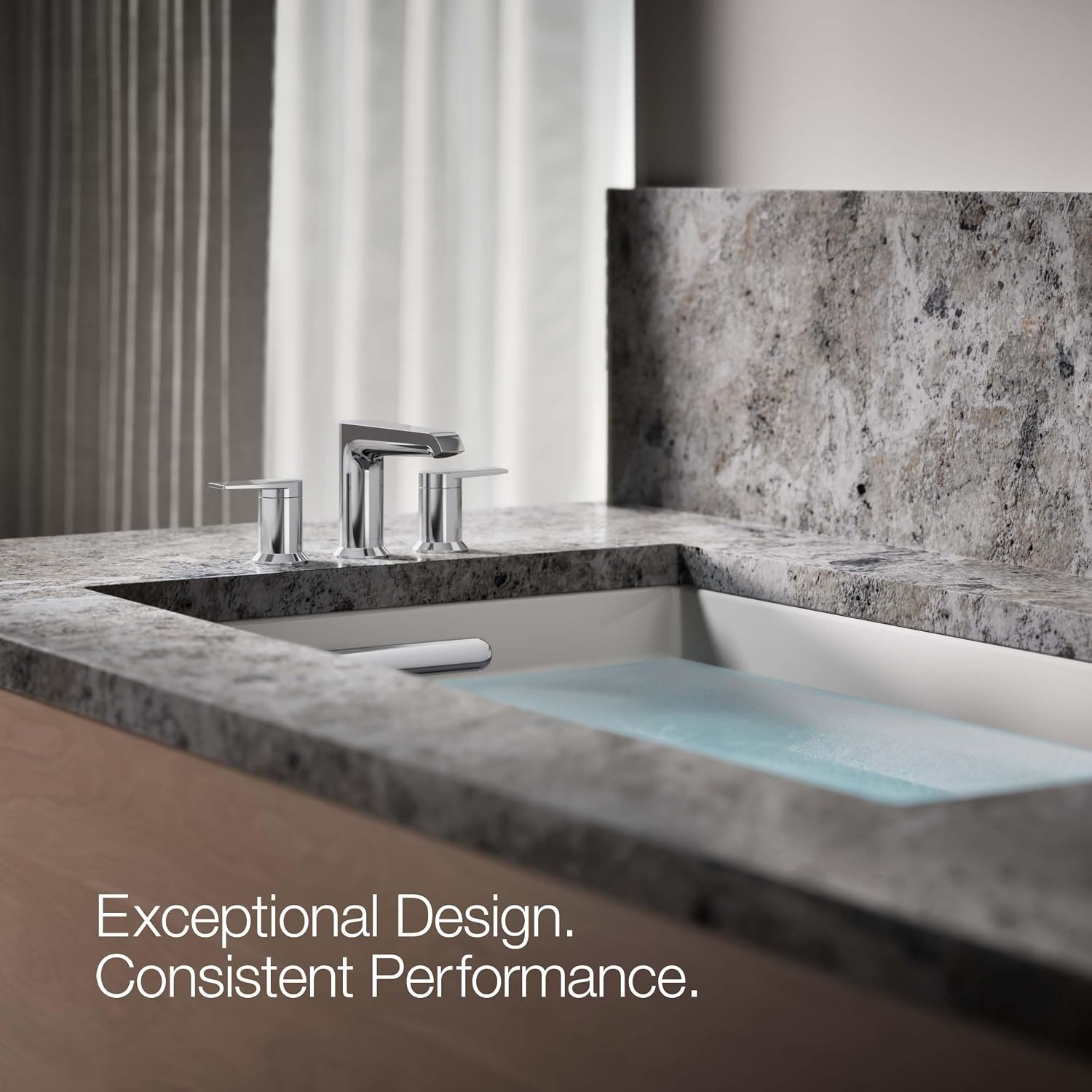 KOHLER K-T25740-4-CP Hint Two-Handle Deck-Mount Bath Faucet Trim, 10.0 GPM, Minimalist Design, Corrosion Resistant, Polished Chrome