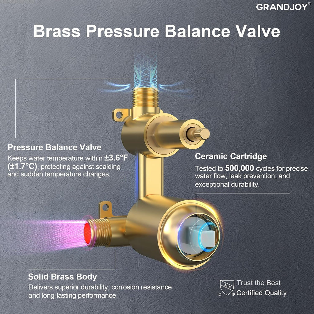 Brushed Gold Wall Mount Bathtub Faucet with Handheld Shower, High Flow Tub Filler, Solid Brass Rough-in Valve Included, Single Handle Bathroom Fixture