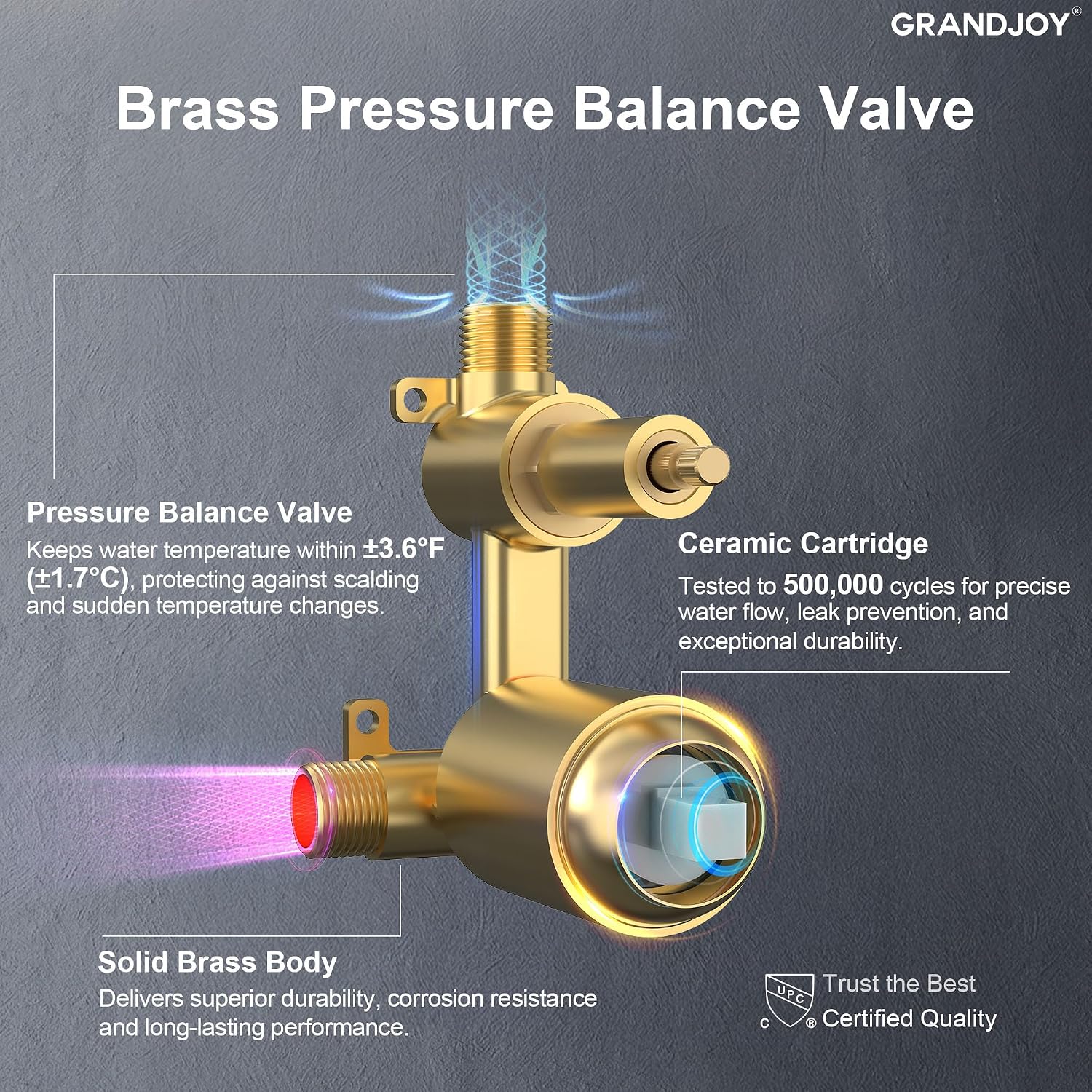 Brushed Gold Wall Mount Bathtub Faucet with Handheld Shower, High Flow Tub Filler, Solid Brass Rough-in Valve Included, Single Handle Bathroom Fixture