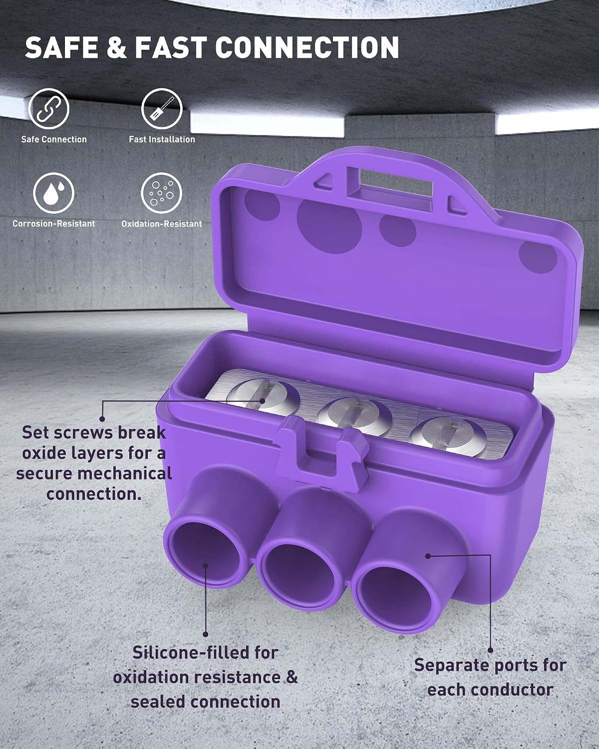 3-Port Aluminum-to-Copper Wire Connectors, 50 Pack Screw Terminal Electrical Wire Connectors, Pre-Filled with Oxide Inhibitor for Solid & Stranded Wires, Residential & Industrial Wiring