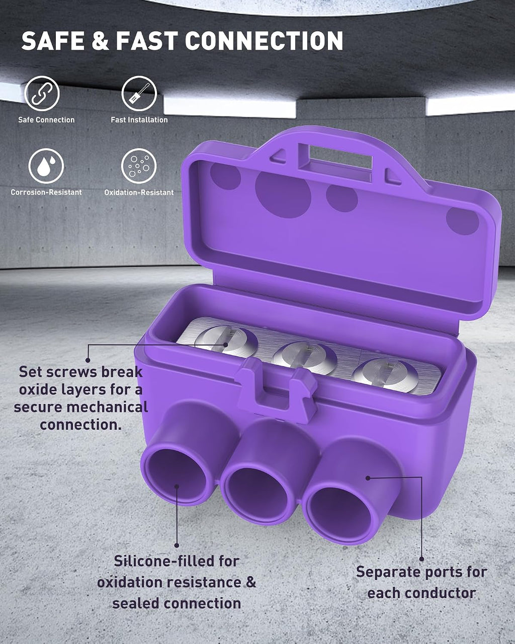 3-Port Aluminum-to-Copper Wire Connectors, 100 Pack Screw Terminal Electrical Wire Connectors, Pre-Filled with Oxide Inhibitor for Solid & Stranded Wires, Residential & Industrial Wiring