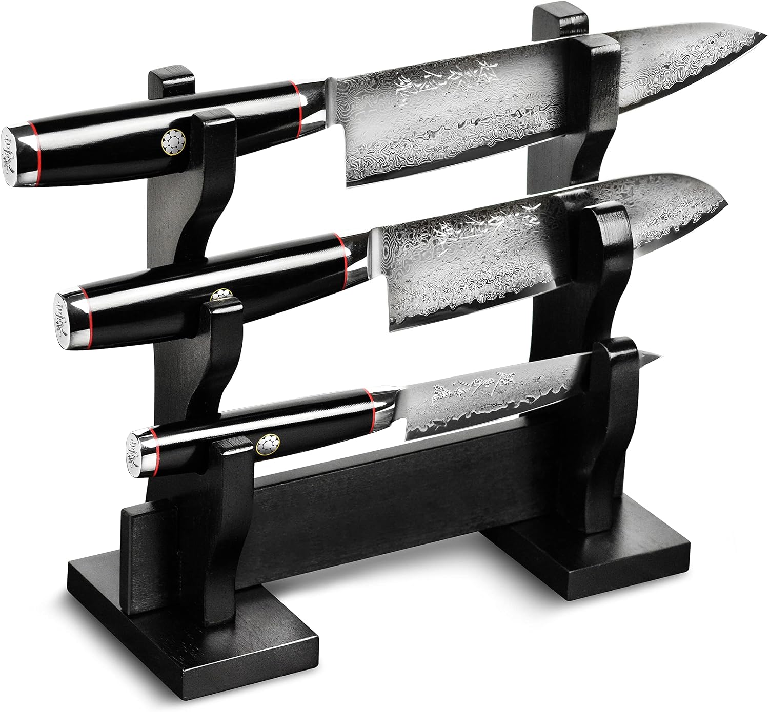Yaxell Ypsilon SG2 Knife Set, 3 Piece with Katana Stand - 193 Layer Stainless Damascus