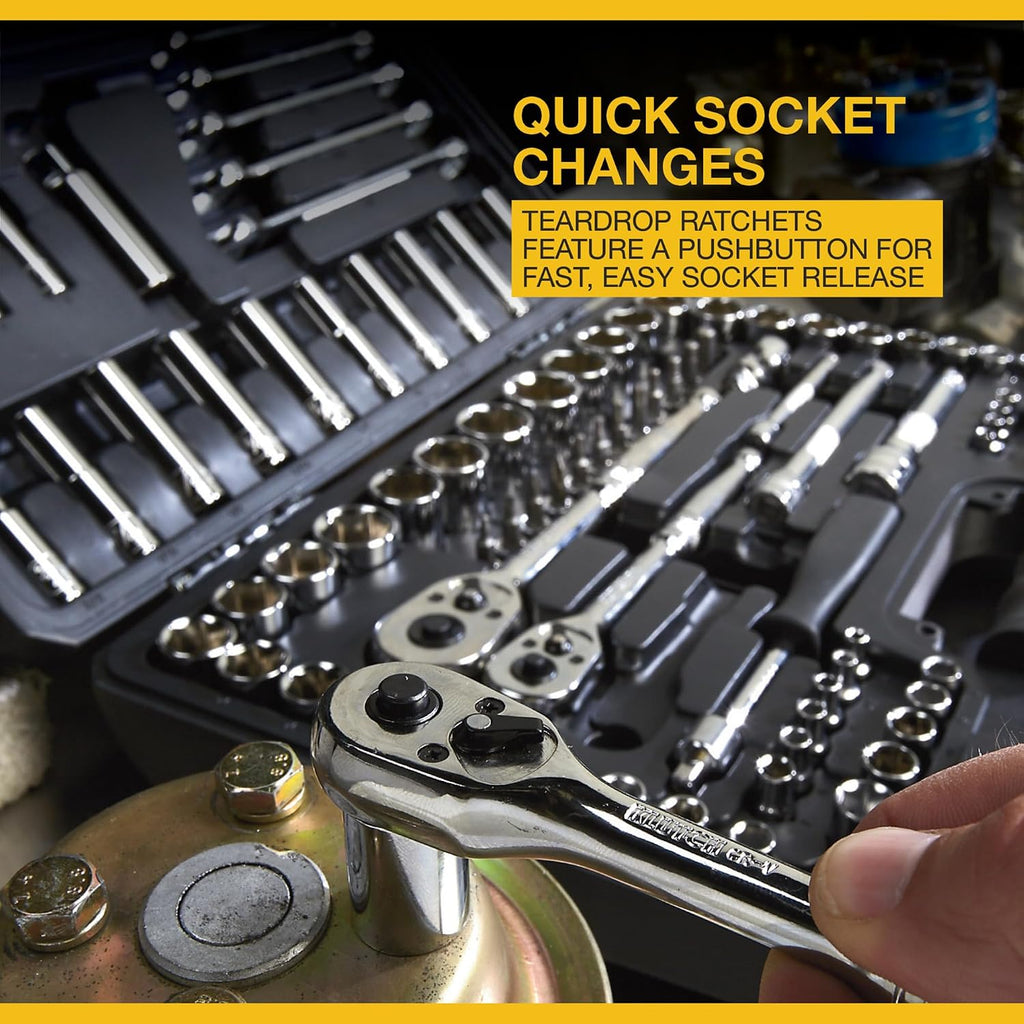 Klutch Mechanic's Socket Set - 97-Pc 1/4in 3/8in. & 1/2in. Drive, SAE & Metric