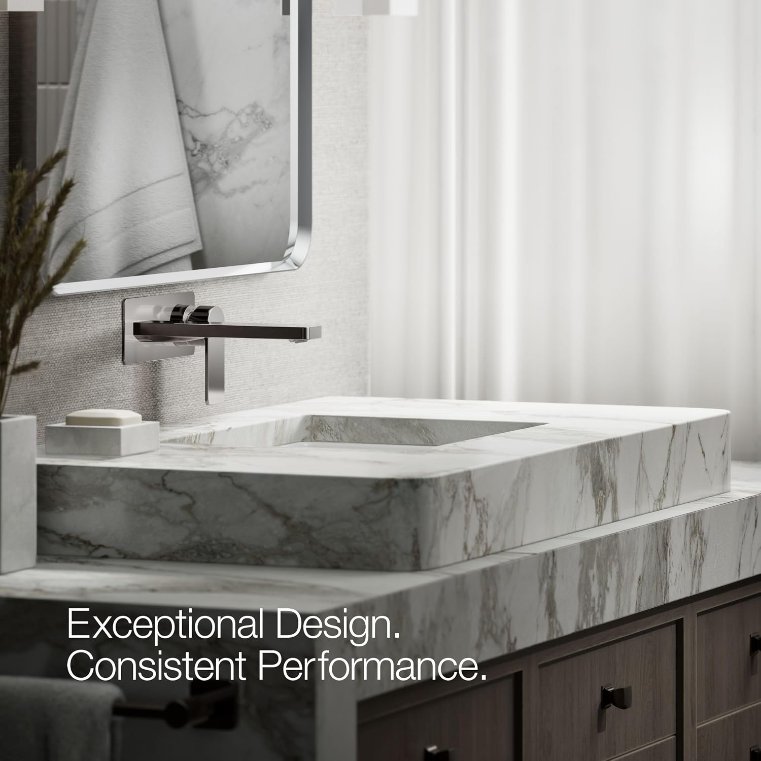 Kohler 22567-4-TT Parallel® Wall-Mount Single-Handle Bathroom Sink Faucet, 1.2 gpm, Vibrant Titanium
