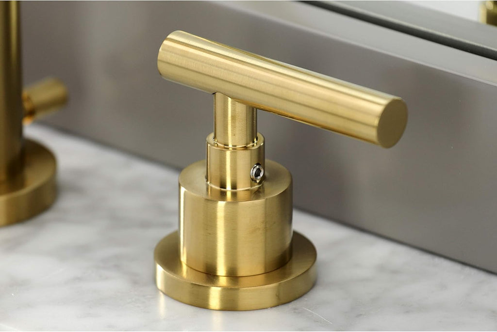 Kingston Brass FSC8923CML Manhattan Widespread Bathroom Faucet Pop-Up, Brushed Brass, 10.06 x 5.38 x 2.5