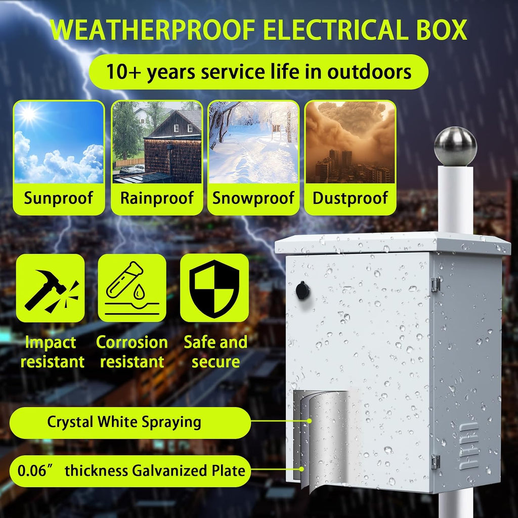 Metal Nema Enclosure with Rain Hood Weatherproof Junction Electric Breaker Box with Fan-Vent Design Electrical Cabinet with Mounting Track Hole in Back 20X24X12