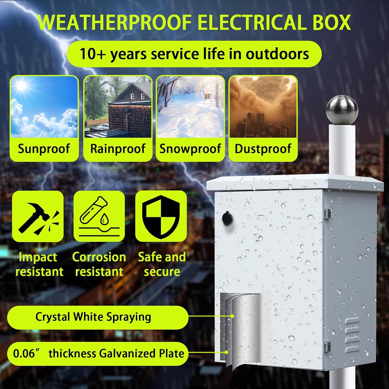 Metal Nema Enclosure with Rain Hood Weatherproof Junction Electric Breaker Box with Fan-Vent Design Electrical Cabinet with Mounting Track Hole in Back 20X24X12