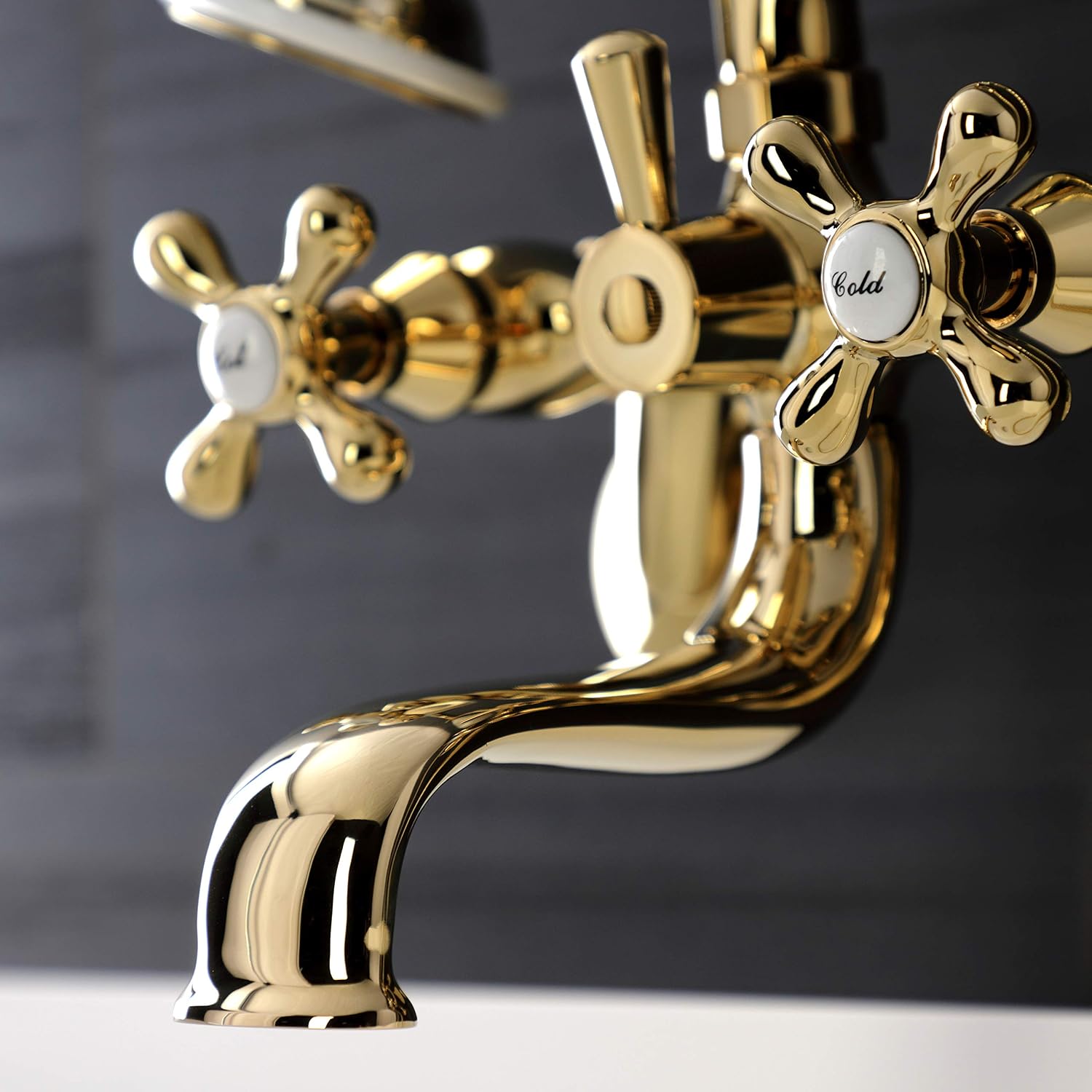 Kingston Brass KS226PB Kingston Clawfoot Tub Faucet, Polished Brass 9 x 9.19 x 8.81