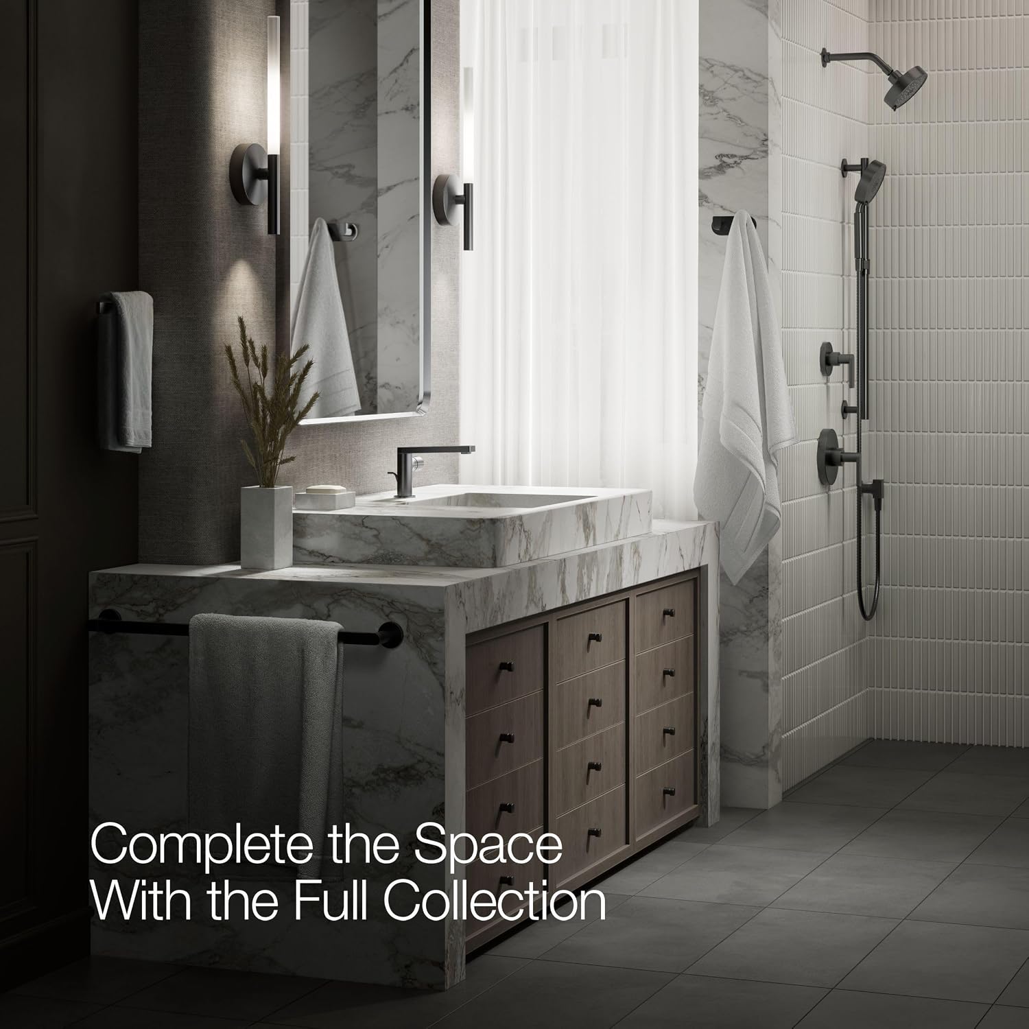 Kohler 73050-7-BL Composed® Single-Handle Bathroom Sink Faucet with Cylindrical Handle, 1.2 gpm, Matte Black