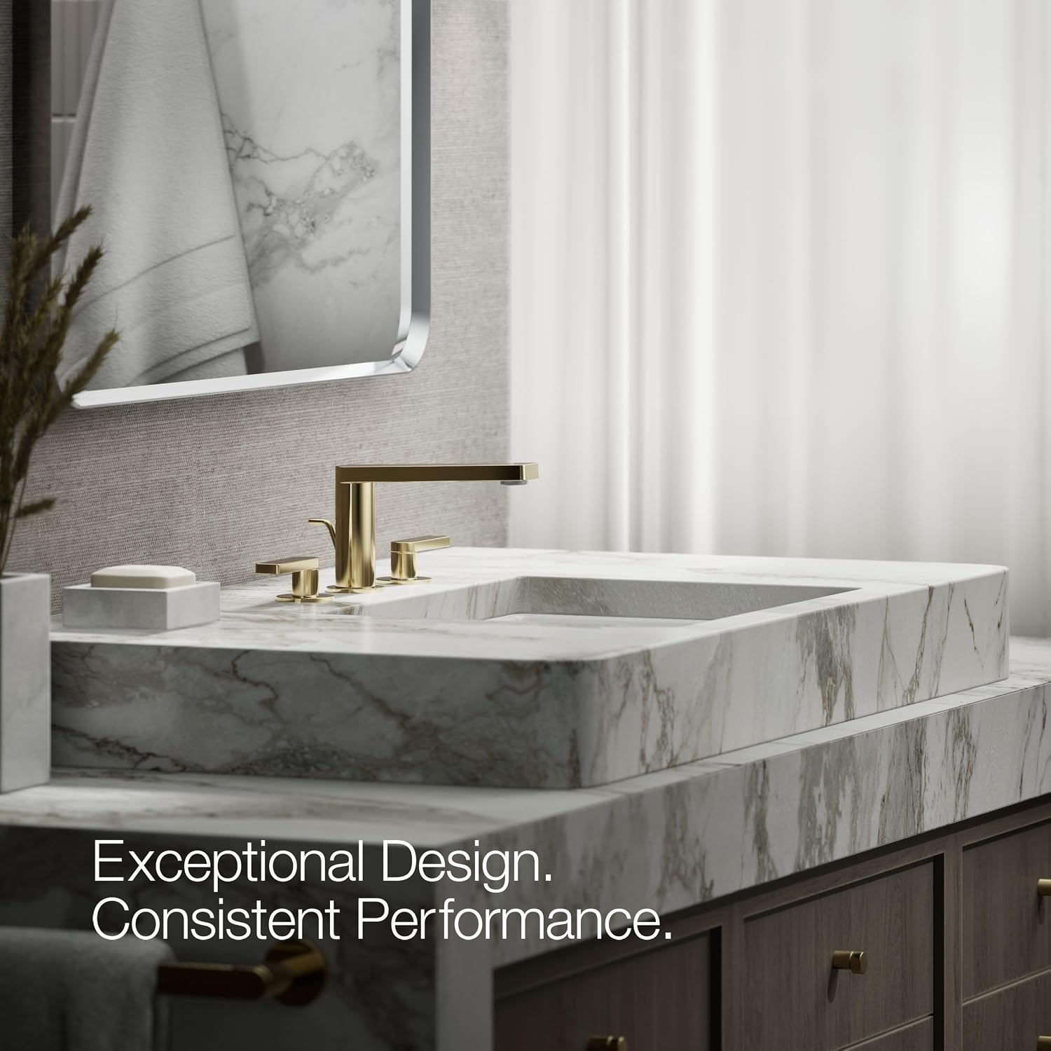 Kohler 73060-4-AF Composed® Widespread Bathroom Sink Faucet with Lever Handles, 1.2 gpm, Vibrant French Gold