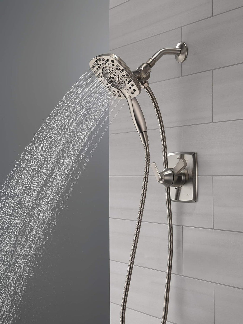 DELTA Ashlyn 17 Series Dual-Function Shower Trim Kit with 2-Spray Touch-Clean In2ition 2-in-1 Hand Held Shower Head with Hose, Stainless T17264-SS-I (Valve Included)