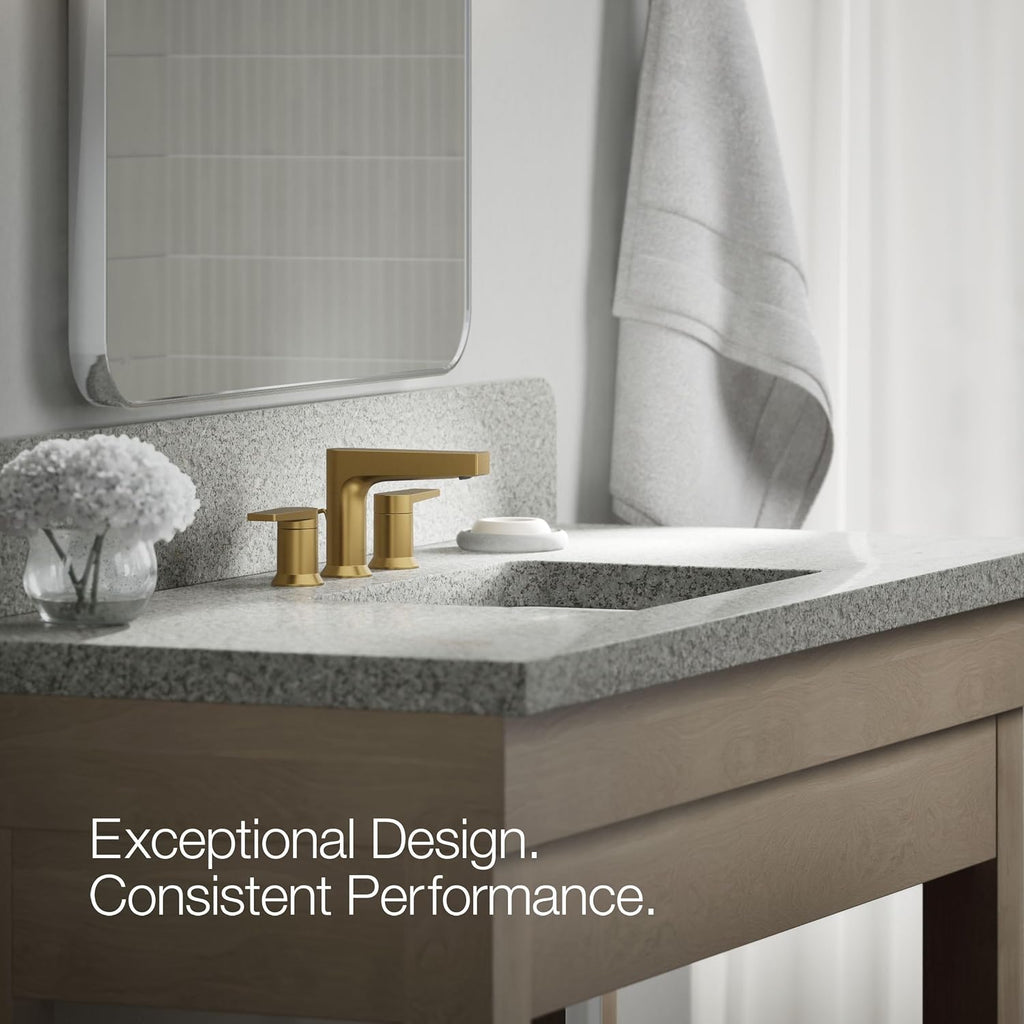 Kohler 97100-4-2MB Taut® Widespread Bathroom Sink Faucet, 1.2 gpm, Vibrant Brushed Moderne Brass