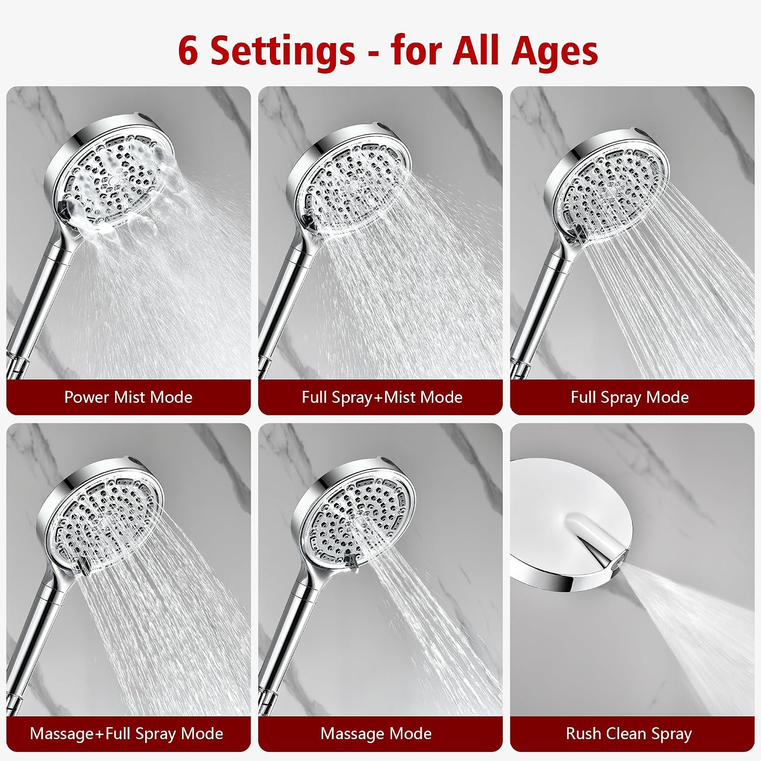 SUMERAIN Modern Shower System with 6-Spray Handheld Filtered Shower Head, Chrome Shower Faucet with Tub Spout, High Flow