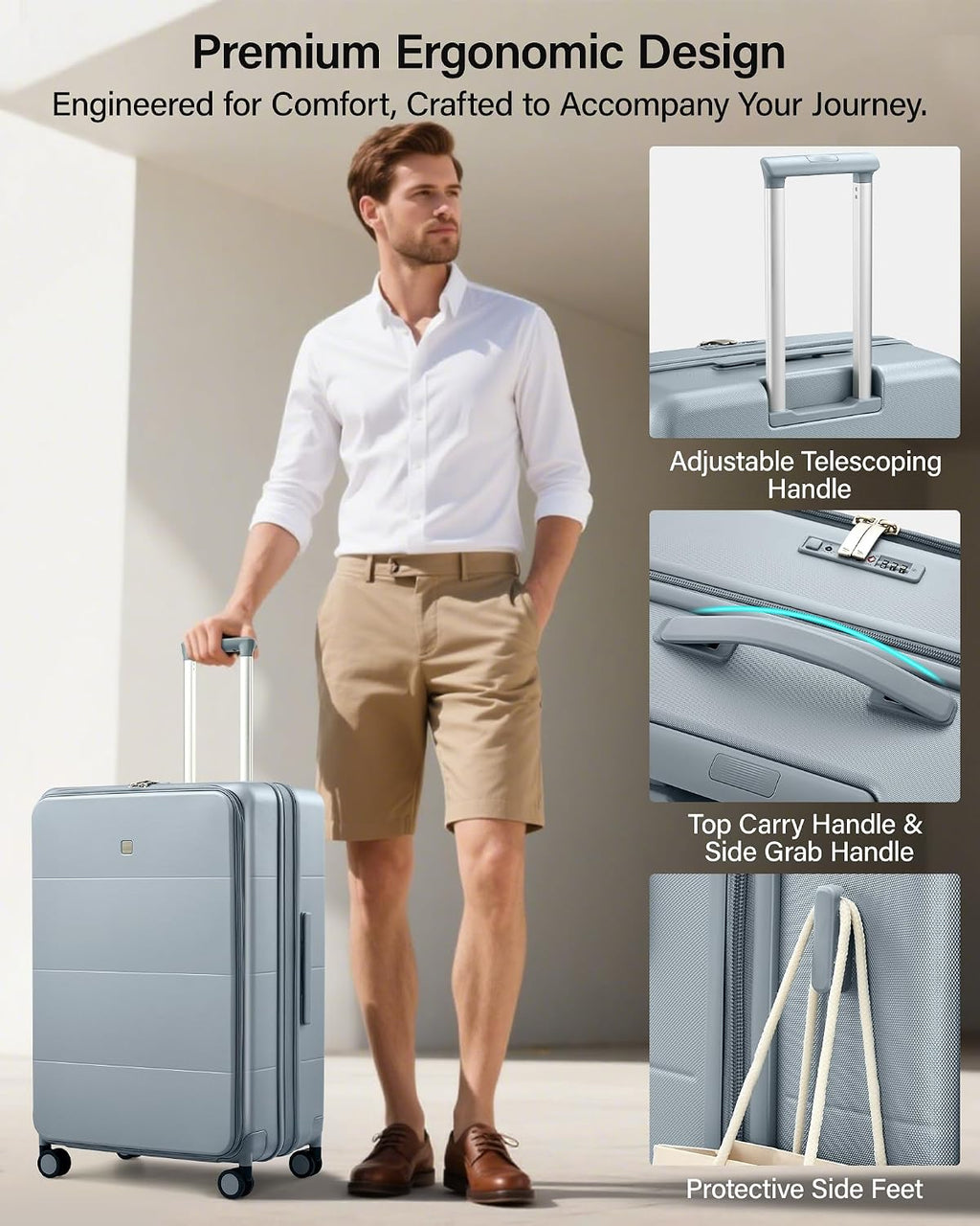 MILADA 28 Inch Large Checked Luggage, Expandable Hardshell Suitcase with 360° Spinner Wheels & TSA Lock, Durable Extra Large Rolling Trunk for Travel, International Vacation, Grey
