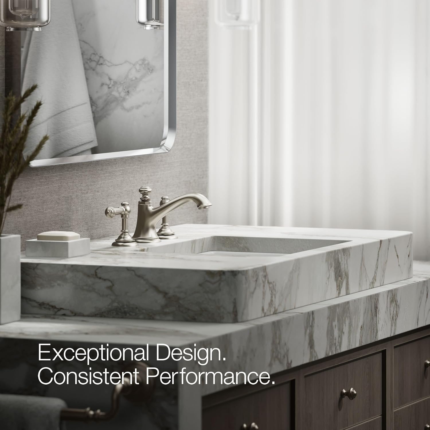 Kohler K-98068-4-BN Artifacts Bathroom Sink Lever Handles, Less Spout, Vibrant Brushed Nickel