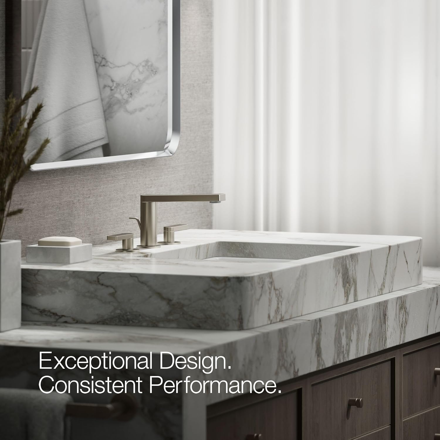 Kohler 73060-4-BN Composed® Widespread Bathroom Sink Faucet with Lever Handles, 1.2 gpm, Vibrant Brushed Nickel