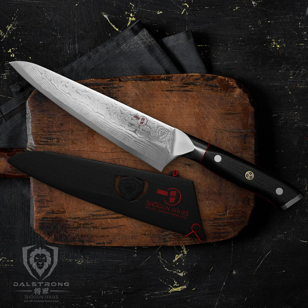 Dalstrong Chef Knife - 7 inch Blade - Shogun Series ELITE - Damascus - Japanese AUS-10V Super Steel - G10 Black Handle - Razor Sharp Kitchen Knife - Full Tang Cooking Chef's Knife - Sheath