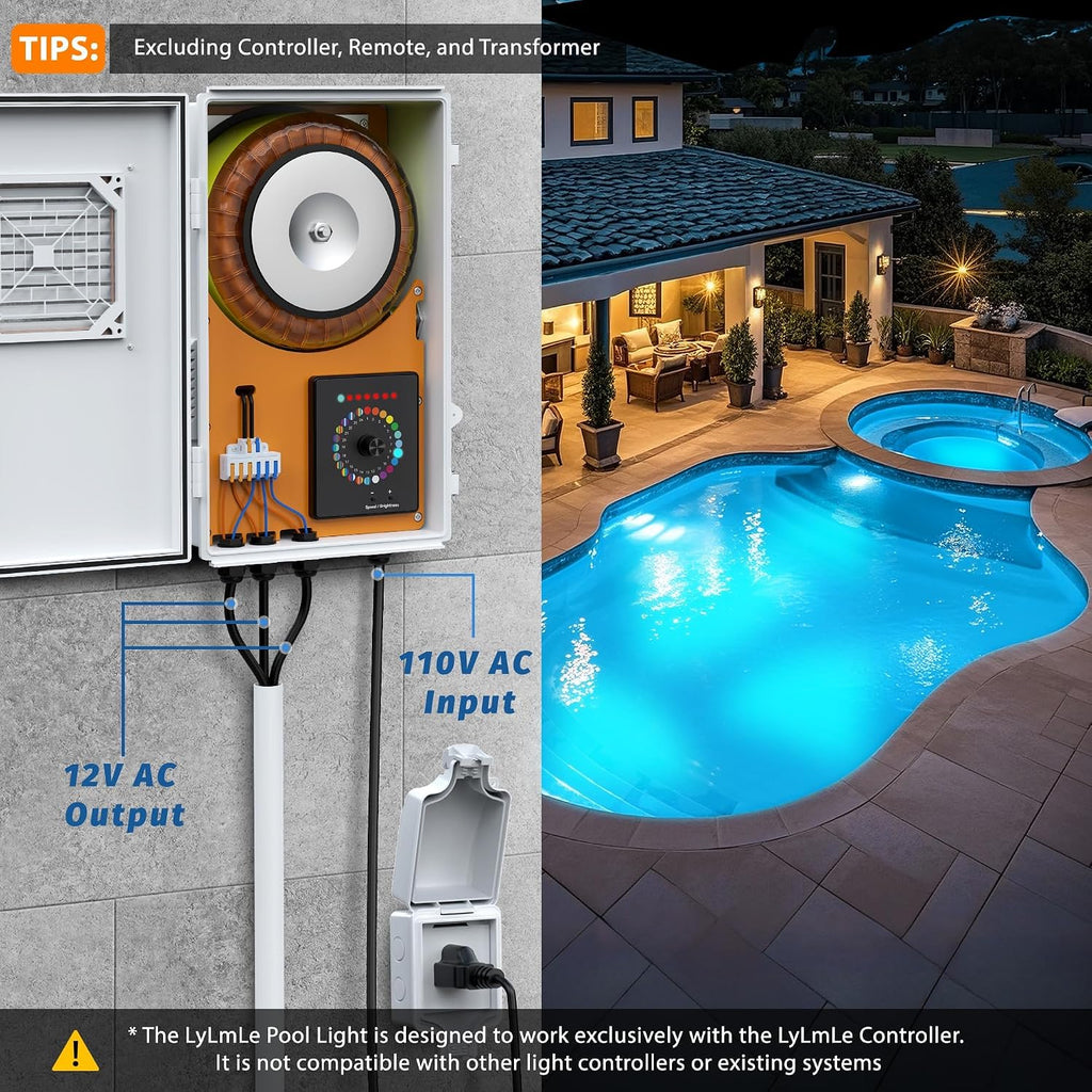 LyLmLe Pool Light for Inground Pools, 65W 10 Inch RGBW Multicolor Inground Pools Light, 316 Stainless Steel, 12V Color Changing LED Pool Lights for 10' Niche, 50ft Cord, Without Transformer Controller