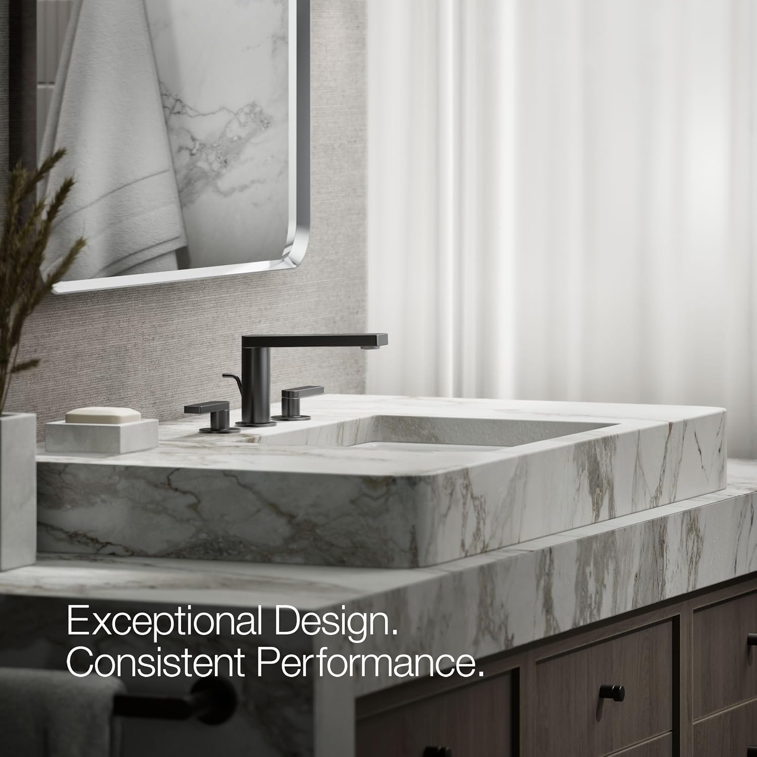 Kohler 73060-4-BL Composed® Widespread Bathroom Sink Faucet with Lever Handles, 1.2 gpm, Matte Black