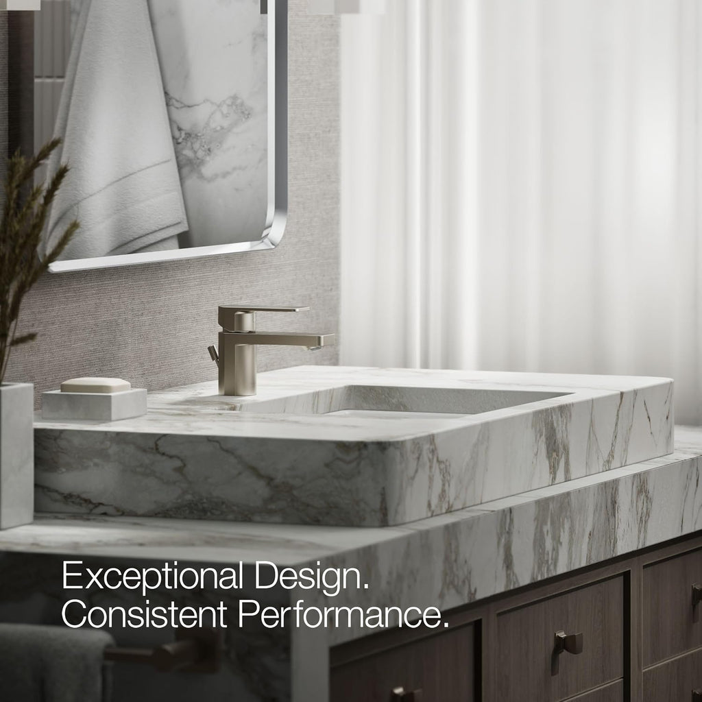 Kohler 24804-4-BN Parallel® Low Single-Handle Bathroom Sink Faucet, 1.2 gpm, Vibrant Brushed Nickel