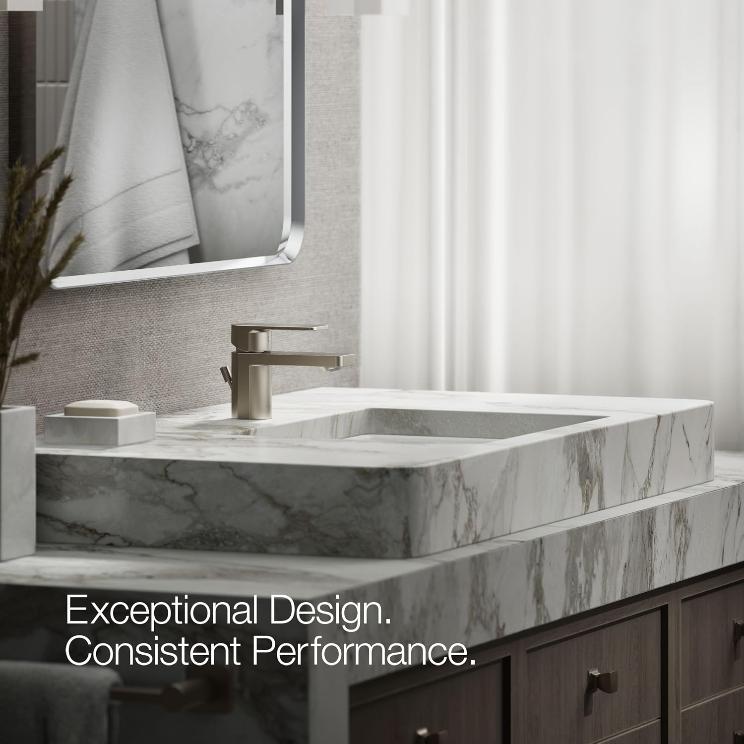 Kohler 24804-4-BN Parallel® Low Single-Handle Bathroom Sink Faucet, 1.2 gpm, Vibrant Brushed Nickel