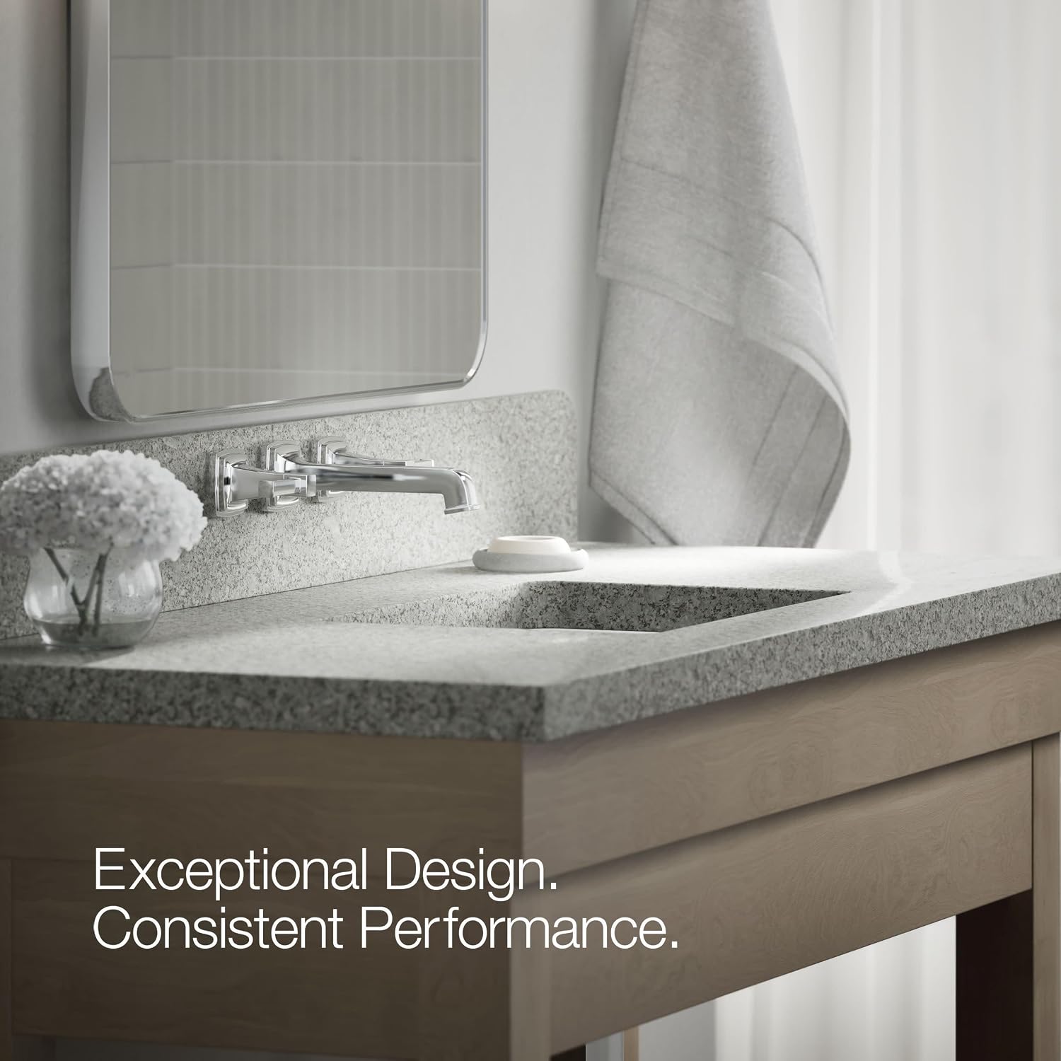 KOHLER T26432-4-CP RIFF Wall-Mount Bathroom Sink Faucet, Bathroom Faucet with Two Lever Handles, 1.2GPM Polished Chrome