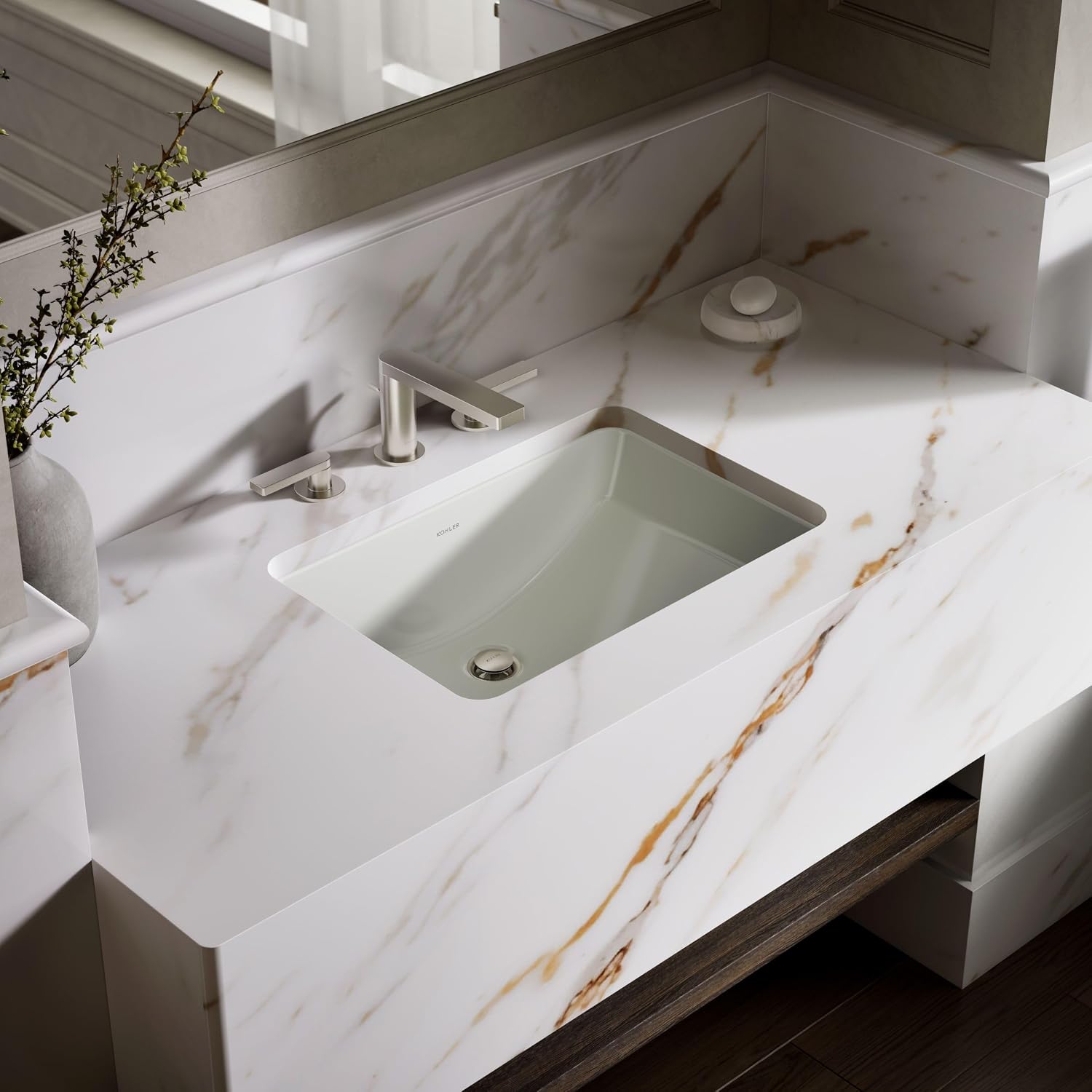 Kohler K-2214-NY 1-Bowl Undermount Bathroom Sink w/Overflow Dune