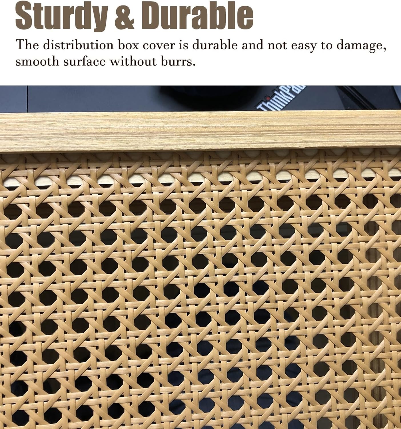 Electrical Panel Cover Wooden Fuse Box Panel Cover Home, Electrical Panel Cover Decorative Wall, Electrical Meter Cover Box with Rattan Surface, Breaker Box Covers(WXL-65 x 55CM-25.6 x 21.7)