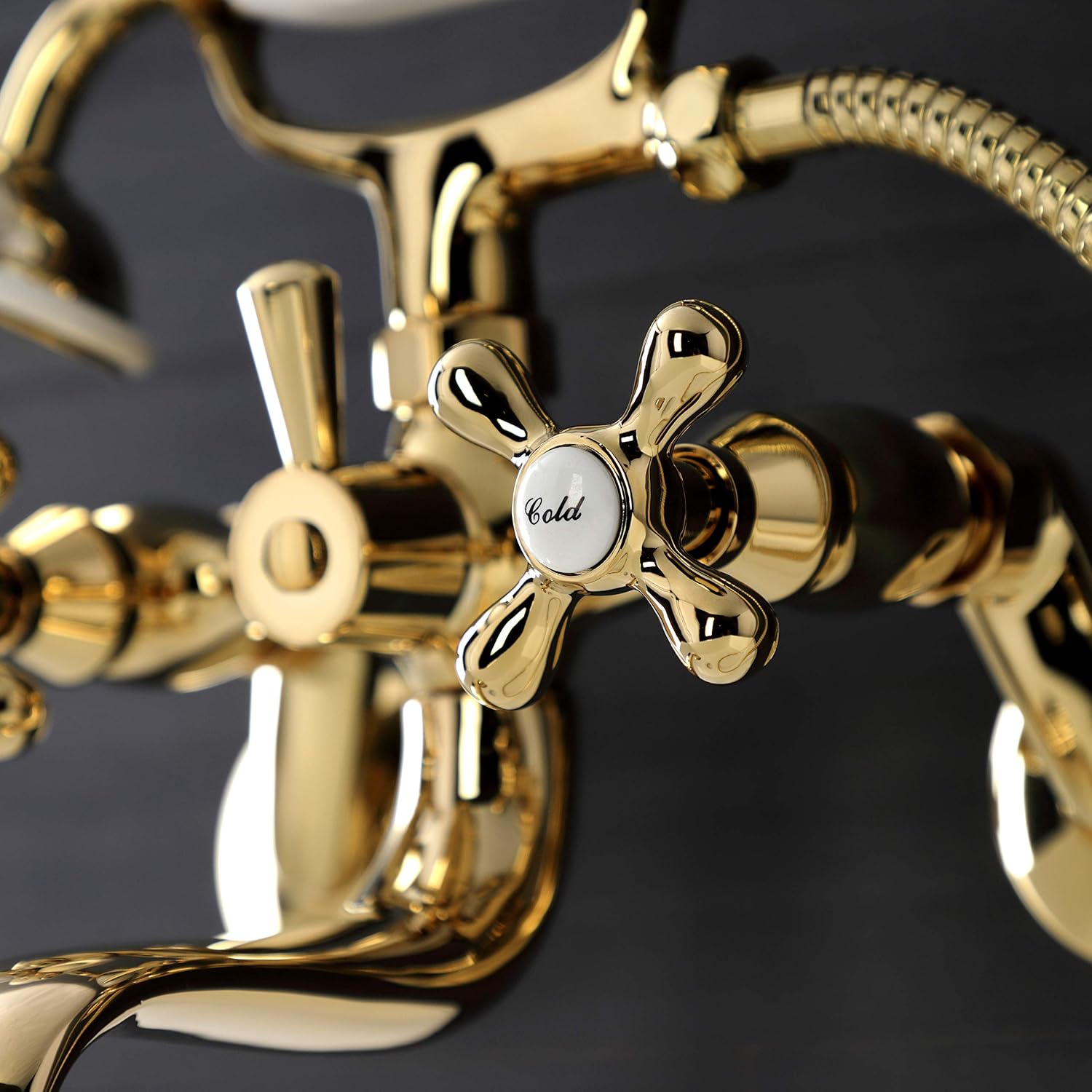 Kingston Brass KS226PB Kingston Clawfoot Tub Faucet, Polished Brass 9 x 9.19 x 8.81