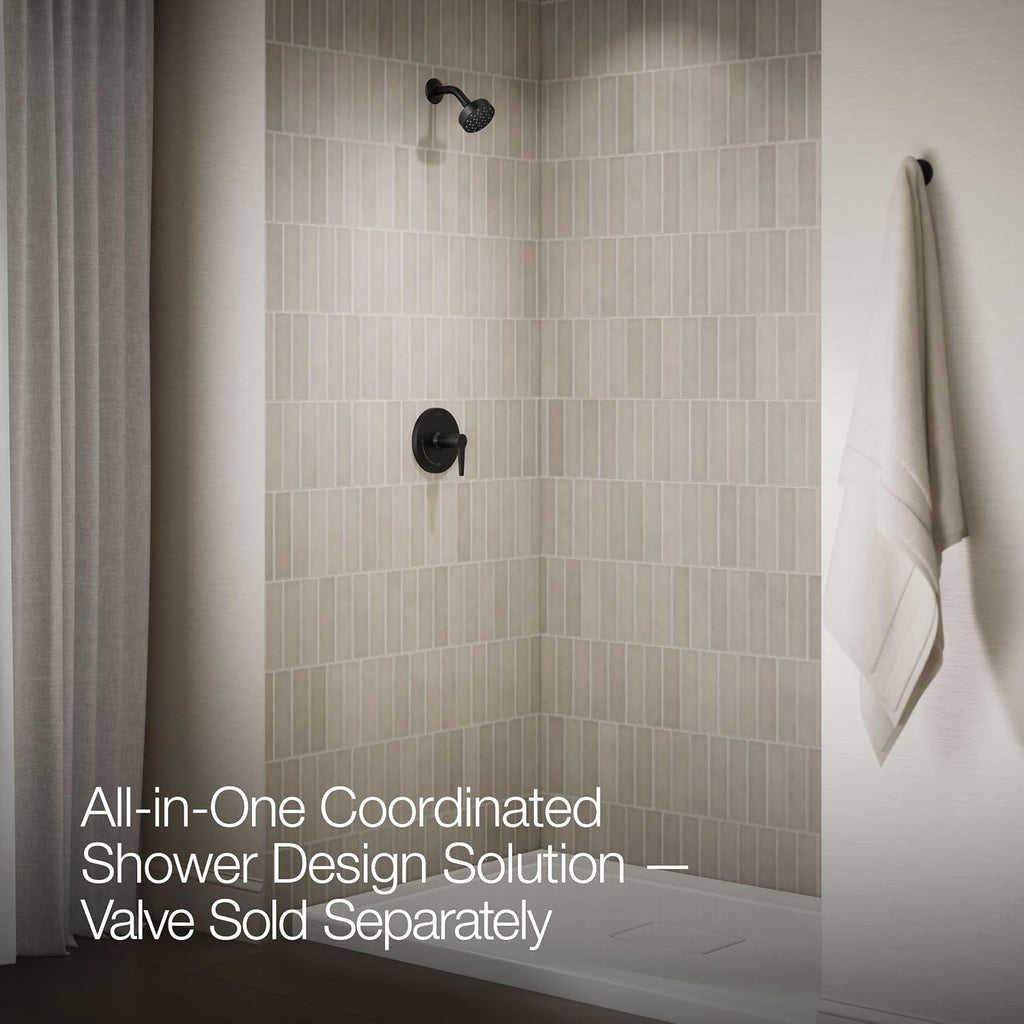 KOHLER TS97077-4G-BL Pitch Rite-Temp Shower Trim Kit, 1.75 GPM, Includes Faceplace with Handle, Showerhead, Shower Arm and Flange, Matte Black