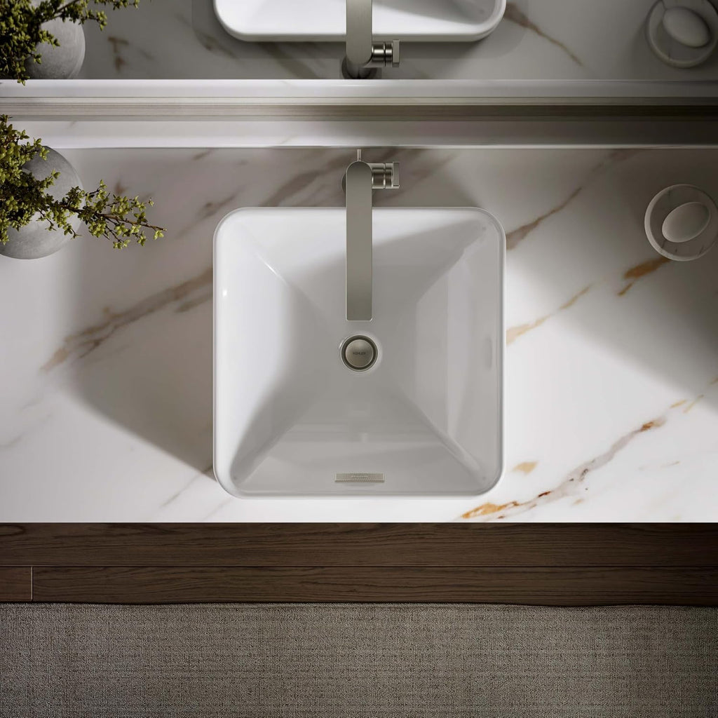 KOHLER 2661-0 Vox Square Vessel Bathroom Sink, Vitreous China, 16-1/4' W X 16-1/4' L, White