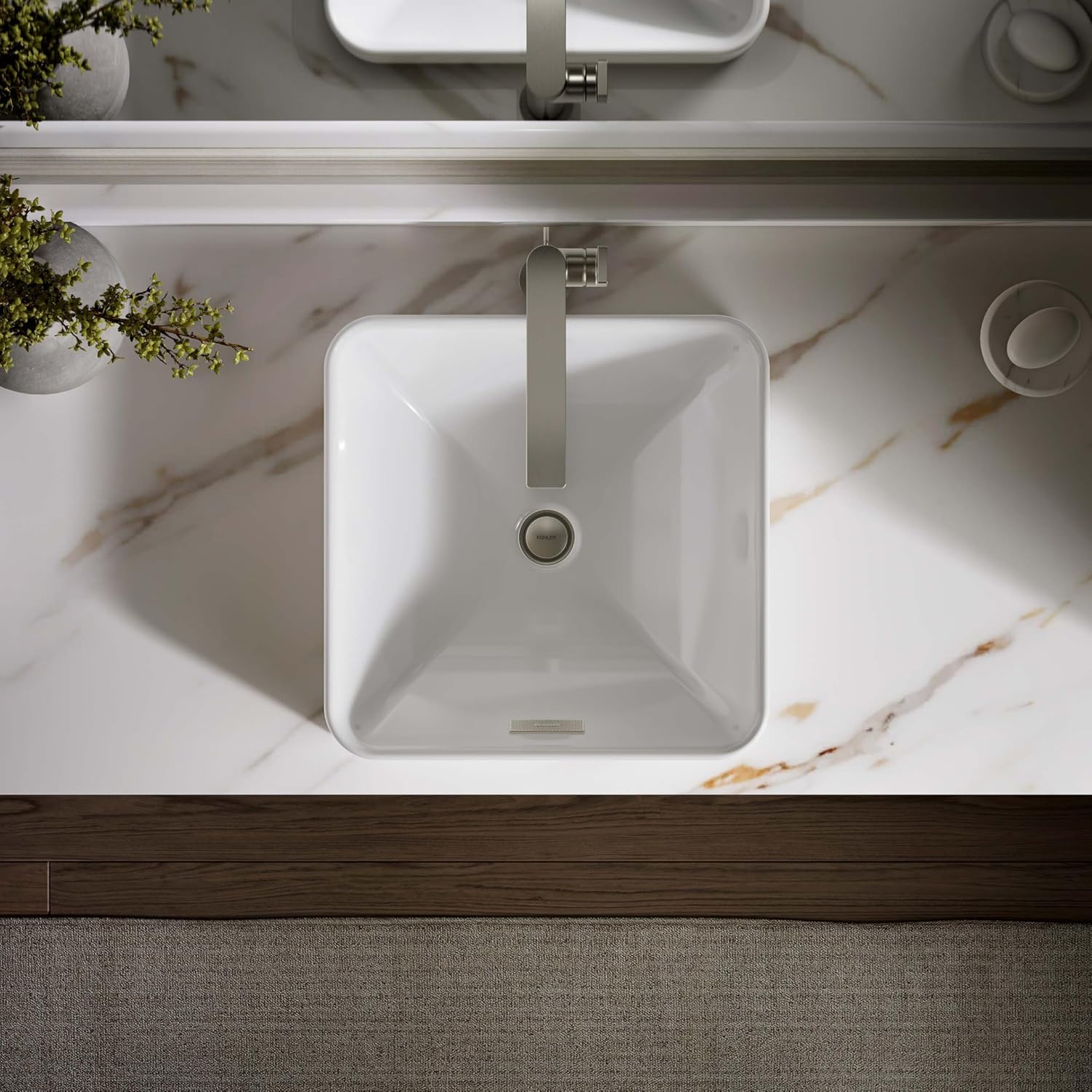 KOHLER 2661-0 Vox Square Vessel Bathroom Sink, Vitreous China, 16-1/4' W X 16-1/4' L, White