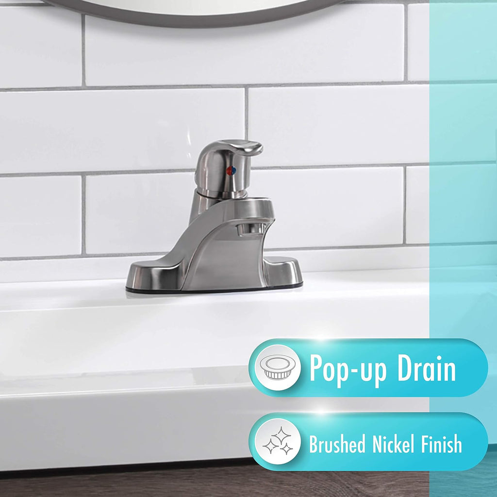 Aqua Vista 30-B410-AV-BN Watersense Certified Bathroom Sink Faucet, Brushed Nickel Single Handle (Pack of 4)