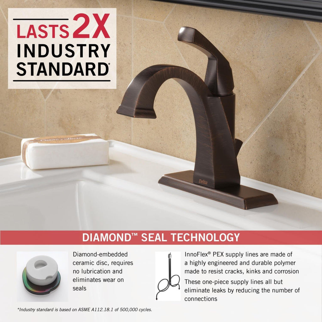 Delta Faucet Dryden Bronze Bathroom Faucet, Single Hole Bathroom Faucet, Single Handle, Diamond Seal Technology, Metal Drain Assembly, Venetian Bronze 551-RB-DST