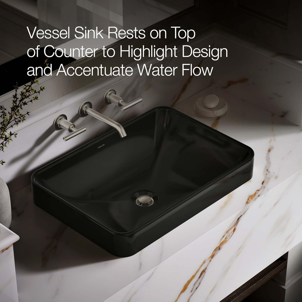Kohler 5373-7 Bathroom Sink Vox Rectangle Vessel, Black