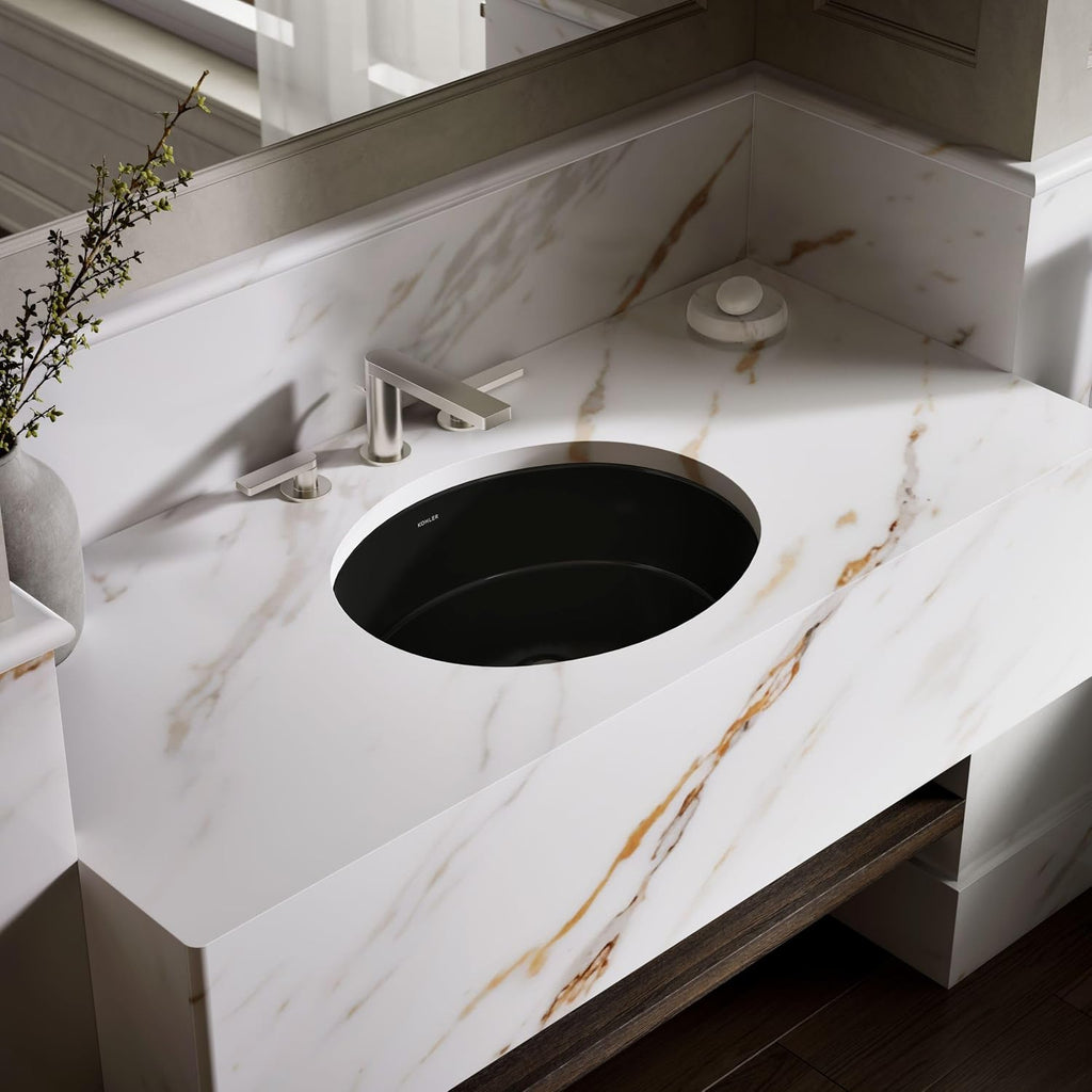 Kohler K-2881-7 1-Bowl Undermount Bath Sink Black Black