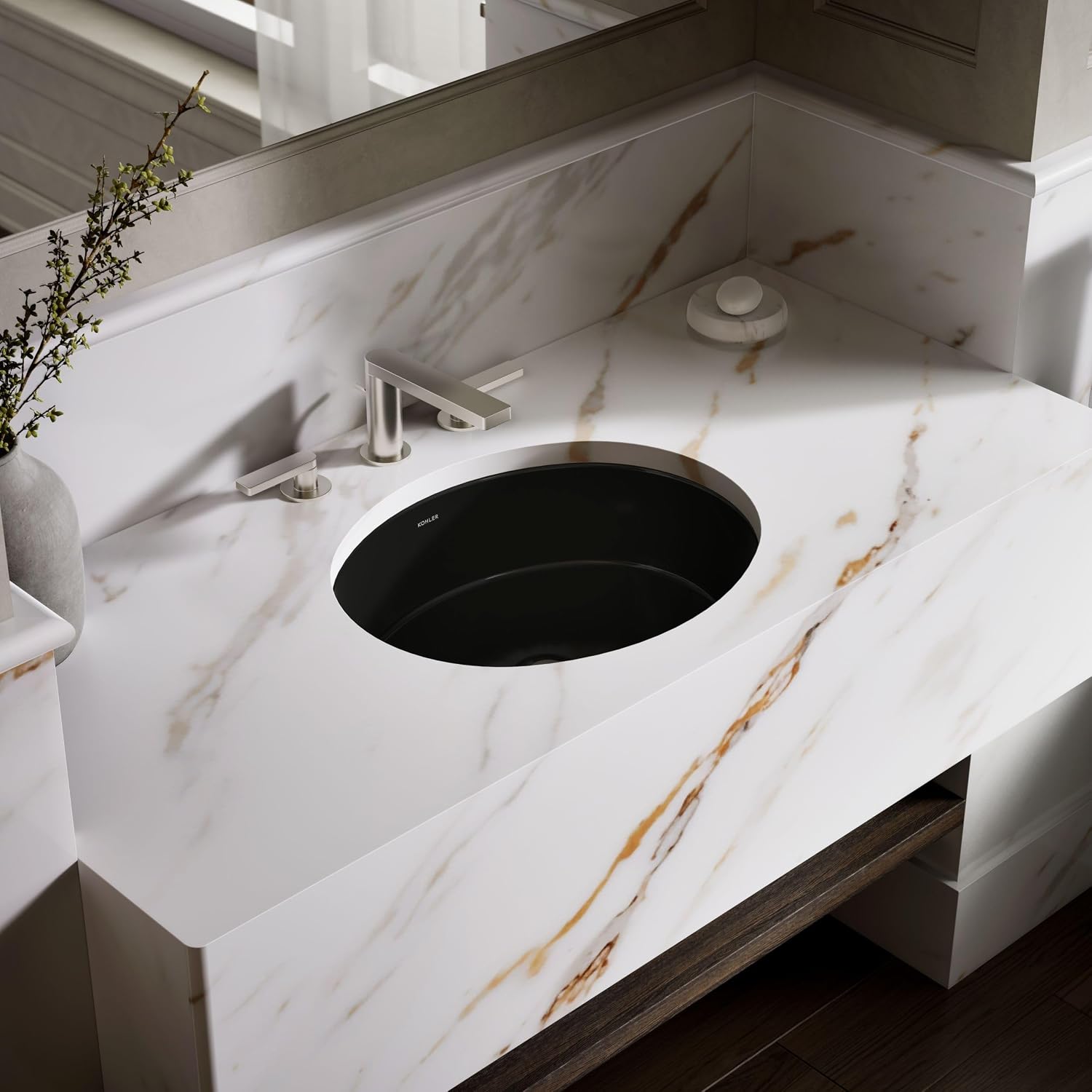 Kohler K-2881-7 1-Bowl Undermount Bath Sink Black Black