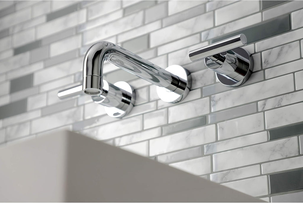 Kingston Brass KS8121CML Manhattan 2-Handle 8 in. Wall Mount Bathroom Faucet, Polished Chrome