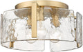 Golden Lighting Aenon 3-Light Hammered Water Glass Metal Flush Mount in Bronze