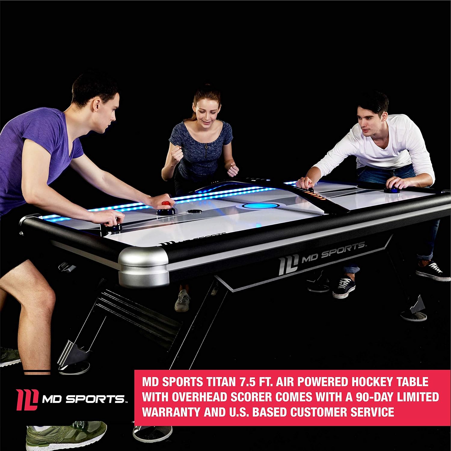 MD Sports Air Hockey Table with Arcade Electronic Scorer, Perfect for Family Game Rooms
